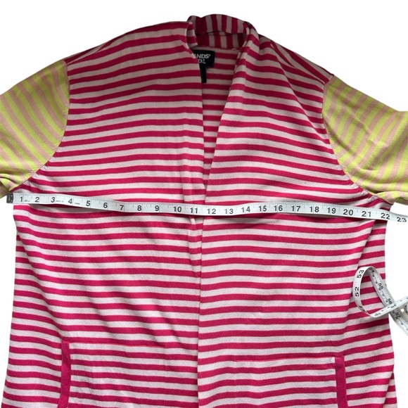 Lands’ End Striped Multi Color Open Front Long Cardigan With Pockets 100% Cotton - Picture 7 of 8